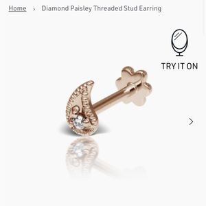 Maria Tash diamond paisley earring in 18k rosegold